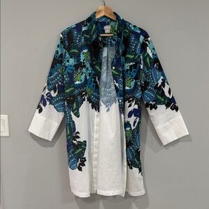 Chico's Blue and Green Floral Button Down Shirt